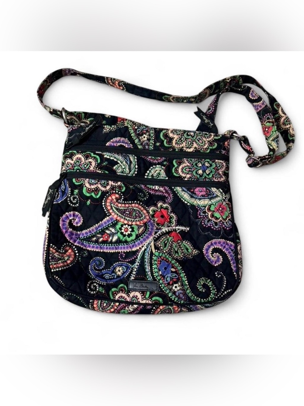 Vera Bradley Black Quilted Paisley Crossbody with Multicolor Accents